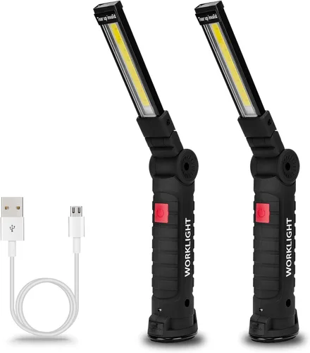 Vista 16 de Lmaytech Regalos de herramientas para hombres, luces LED recargables de trabajo, paquete de 2, base magnética, regalos de Navidad para él, papá