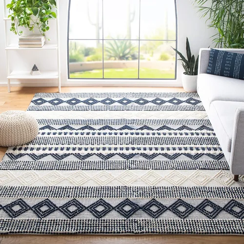 Vista 23 de SAFAVIEH Natura Collection - Alfombra decorativa de 2 x 3 pies, color beige y marfil, hecha a mano de lana tribal marroquí y algodón, ideal