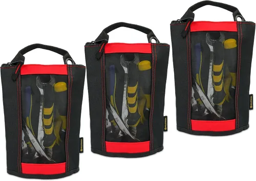 Vista 46 de Bolsa de herramientas de lona con cremallera MELOTOUGH, bolsa de herramientas con cierre, bolsa de malla resistente con ventana, ojales para colgar