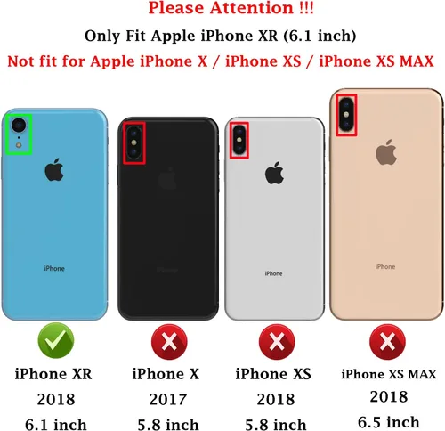 Vista 2 de Funda para iPhone XR con cubierta para lente de cámara, protector de pantalla HD, doble capa [protección contra caídas de grado militar de 15 pies]