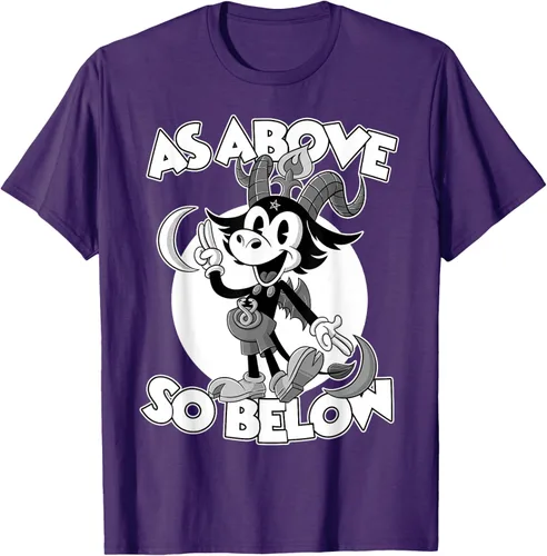 Vista 51 de Camiseta de dibujos animados retro de Baphomet Pagan As Above So Below, Negro, S