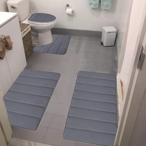 Vista 12 de Bathroom Rugs for 3 Pieces, Memory Foam Bath Mat Set, Universal Toilet Mats, Soft Comfortable, Water Absorption, Non-Slip, Thick, Machine Washable