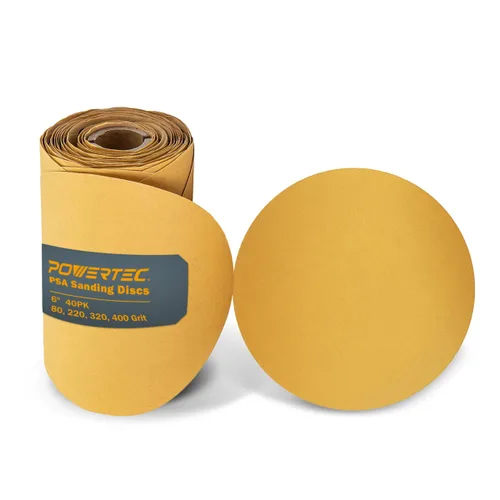 Vista 8 de POWERTEC 20 discos de lijado PSA de grano 80 de 6 pulgadas, papel de lija autoadhesivo de 6 pulgadas, para paneles de yeso, carpintería, pintura