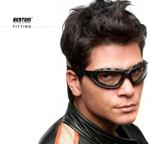 Vista 6 de Bertoni Gafas de motocicleta lente fotocrómica intercambiable brazos correa mod.333 moto sunsensor montar gafas acolchadas