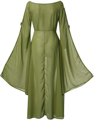 Vista 3 de Disfraces de Halloween de talla grande para mujer, vestido retro de cosplay con hombros descubiertos, estilo victoriano, con abertura alta, manga