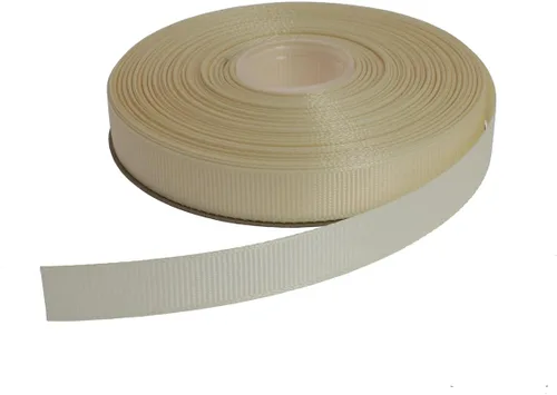 Vista 6 de Cinta de grogrén sólido de 25 yardas cada rollo, borde tejido 100% poliéster (1 pulgada, beige)