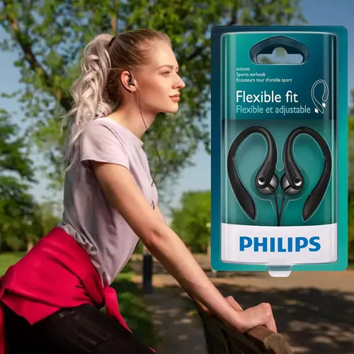 Vista 6 de PHILIPS SHS3200BK/37 Auriculares flexibles con gancho para la oreja, color negro
