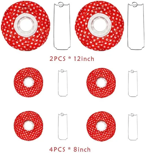 Vista 5 de 6 faroles de hongos grandes de 14 pulgadas para decoración de cumpleaños, fiesta de primavera, baby shower, boda, fiesta, suministros de fiesta