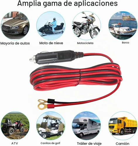 Vista 5 de Enchufe Macho de Encendedor de Cigarrillos a Terminales de Ojal 12V 10 Pies - Cable de Extensión de Enchufe Macho de Encendedor de Cigarrillos 12V