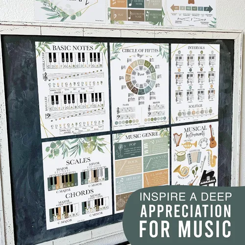 Vista 7 de Hadley Designs Decoración de aula de música – 9 pósteres de aula de música, pósteres de primaria, coro y solfeo, letreros de mano de solfeo e