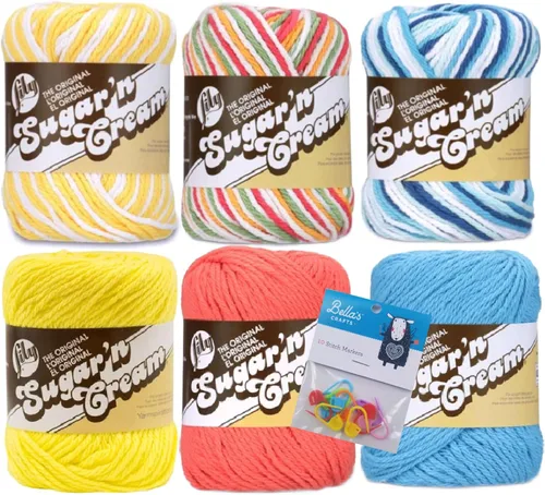 Vista 20 de Lily Sugar'n Cream - Paquete de 6 hilos de 100 % algodón con marcadores de puntada Bella's Crafts (mezcla azul)