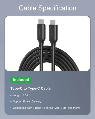 Vista 6 de Cargador USB C de 60 W de carga rápida, Nekteck GaN Tech PD 3.0 de carga rápida con enchufe plegable, compatible con MacBook Air/Pro, iPhone