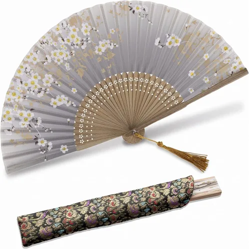 Vista 9 de Ventilador de mano plegable para mujer, ventilador de mano, marrón