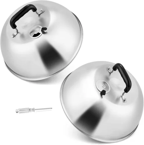 Vista 8 de Cúpula para Derretir Queso de 12 Pulgadas, HaSteeL Cubierta Redonda de Acero Inoxidable para Rociar y Vaporizar, Cúpula Grande Sólida para Plancha