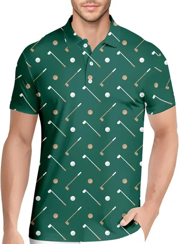 Vista 33 de HIVICHI Camisas de golf divertidas para hombre con patrón estampado loco colorido y novedad de alto rendimiento que absorbe la humedad, camisa tipo