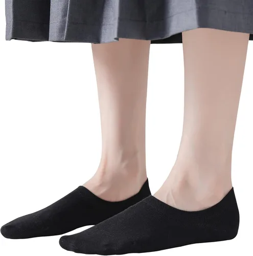 Vista 2 de JORMATT Calcetines invisibles para mujer, de algodón, de corte bajo, planos, antideslizantes, 12 pares, 6 pares