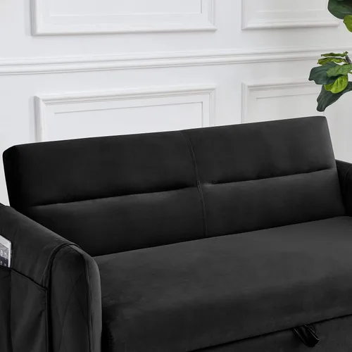 Vista 6 de Holaki Sofá cama convertible de terciopelo de 55 pulgadas, sofá biplaza tapizado de terciopelo moderno, sofá cama extraíble con respaldo ajustable