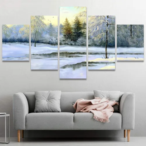 Vista 9 de SIGNWIN Lienzo grande para pared, efecto geométrico de mármol, triángulo dorado, polígono, paisaje, formas abstractas, arte digital, arte moderno