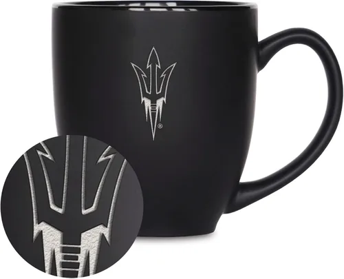 Vista 389 de Rico Industries - Taza de cerámica mate negra con grabado láser estándar de 15oz para NCAA (escuelas T & U) - Para bebidas calientes o frías