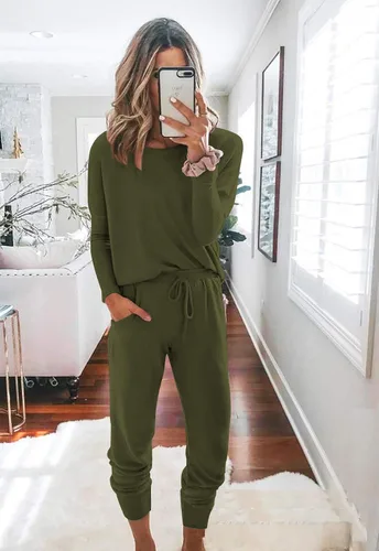 Vista 2 de Fixmatti - Conjunto deportivo de 2 piezas para mujer de estilo informal, pantalón largo