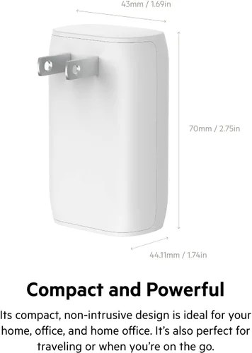 Vista 6 de Belkin Bloque de carga USB C de 37 W - Puerto USB-C de 25 W + puerto USB-A de 12 W para carga PPS Apple iPhone 17, Air, Pro, Pro Max, AirPods