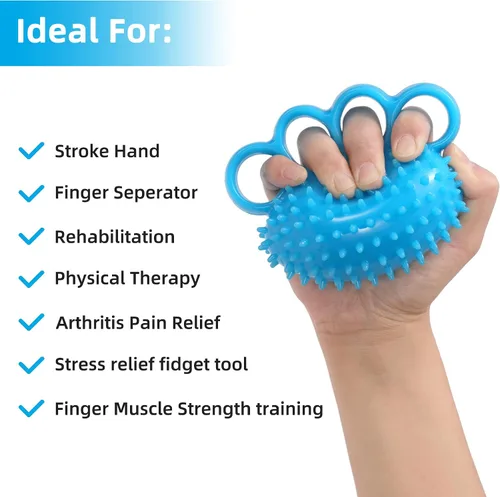 Vista 7 de Hand Exercise Ball Finger Therapy Ball - Grip Strengthening, Improve Flexibility, Squeeze Stress Relief Balls, Resistance Strength Trainer for Hand