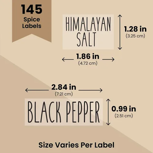 Vista 4 de Talented Kitchen Calcomanías de etiquetas de especias, vinilo negro, paquete de 145 unidades, 1 pulgada, etiquetas preimpresas para tarros