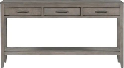 Vista 5 de Mesa consola moderna, mesa de sofá con 3 cajones y 1 estante, mesa de entrada para entrada, pasillo, sala de estar, vestíbulo, pasillo