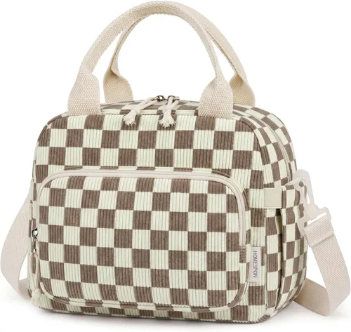 Vista 8 de HOMESPON Bolsa de Almuerzo para Mujeres Hombres Adultos con Bolsillo Frontal Bonita Pana Aislada Bolsa de Almuerzo Tote Gran Capacidad Caja