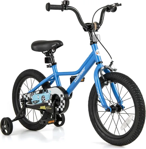 Vista 13 de COSTWAY Bicicleta para niños de 12/14/16/18 pulgadas, bicicleta de entrenamiento para niños y niñas con ruedas de entrenamiento extraíbles