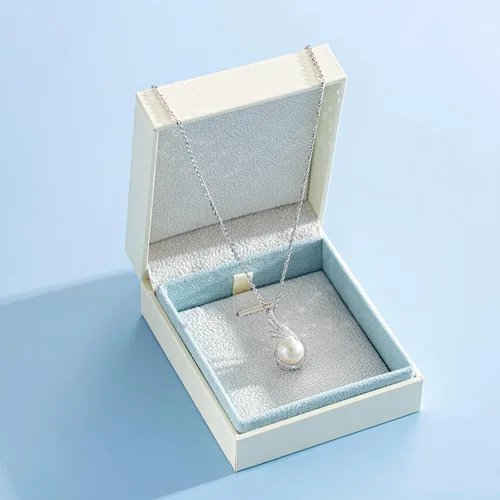 Vista 3 de FANCIME Collar de perlas de Phoenix de 9 a 0.394in de plata de ley con piedra natal de junio, collar de una sola perla, joyería fina para mujer