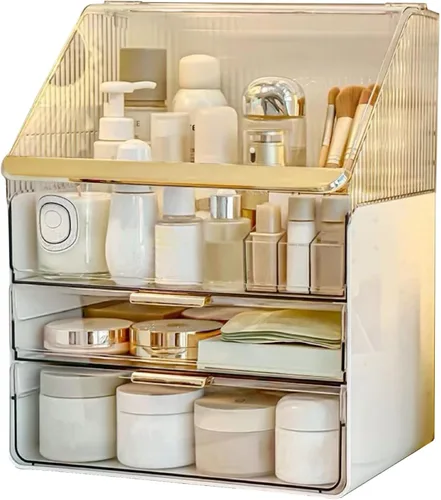 Vista 7 de Omeily Organizador de Maquillaje Grande para Encimera Organizador de Tocador Organizador de Cosméticos Caja de Almacenamiento de Maquillaje