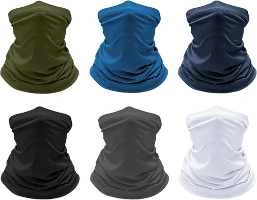 Vista 10 de Paquete de 6 polainas refrescantes para el cuello, máscara facial para verano, transpirable, antipolvo, UV, bufanda para hombres y mujeres, pesca