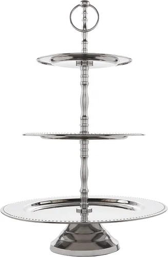 Vista 2 de Elegance - Soporte de buffet con cuentas de 3 niveles, plateado, grande