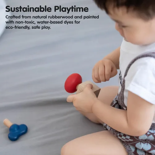 Vista 7 de PlanToys® Nuts & Bolts Wooden Toy for Kids Ages 2+ Montessori STEM Set Tuercas y pernos