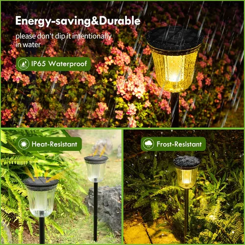Vista 3 de Luces solares para caminos al aire libre, luces solares para exteriores, impermeables, IP65, 200 lúmenes, luces solares de encendido/apagado