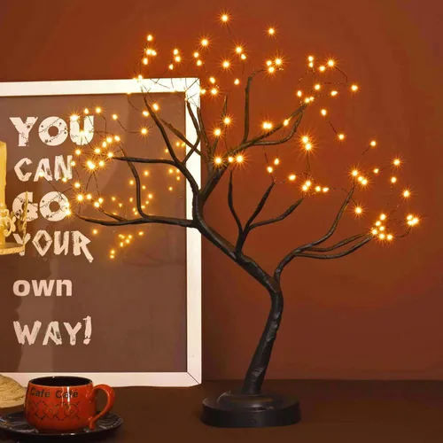 Vista 10 de FUCHSUN - Lámpara de árbol de bonsái de mesa con 108 luces LED de hadas, árbol artificial para centros de mesa de fiesta en el hogar, funciona