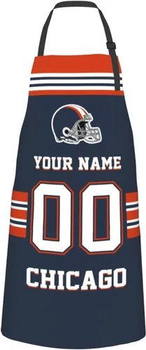 Vista 26 de Delantales personalizados del estilo del fútbol, delantal personalizado de la cocina del nombre y del número, delantales impermeables modificados