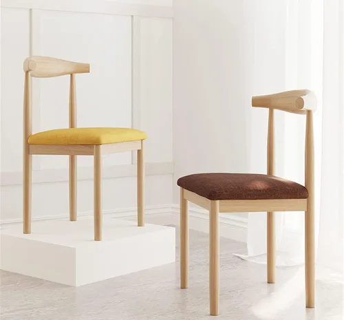 Vista 4 de Silla de comedor moderna para sala de maquillaje, sillón retro, silla de cocina de madera para el hogar, sala de estar, restaurante, silla