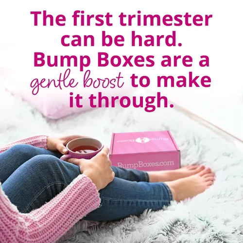 Vista 3 de Bump Boxes Regalos de embarazo para el primer trimestre para futuras mamás con botella de agua, diario, loción y tarjetas de hitos, regalo