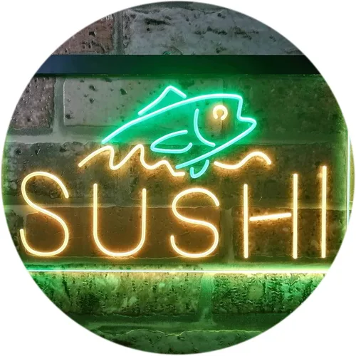 Vista 10 de ADVPRO Sushi Fish Sashimi Restaurant - Letrero de neón LED de doble color, azul y rojo, 12 x 8.5 pulgadas, st6s32-i3334-br