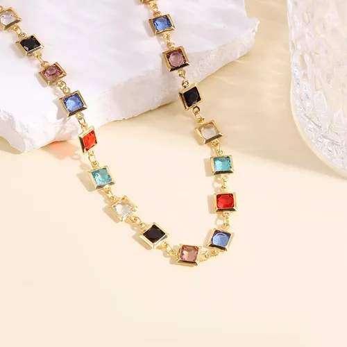 Vista 10 de Gargantilla con cuentas para mujer, chapada en oro de 18 quilates, gargantilla delicada para mujer