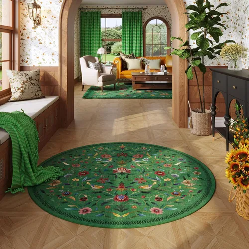 Vista 48 de Alfombra de entrada vintage con medallón floral de 2 x 3 pulgadas, lavable a máquina, alfombra de entrada de pelo bajo, suave, pequeña, alfombra