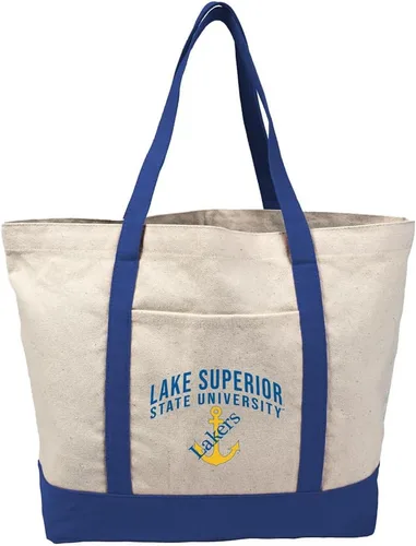 Vista 251 de Campus Lab Bolsa de lona con logotipo primario colegiado con bolsillo externo, bolsa de hombro reutilizable para ir de compras, playa Águilas A&m