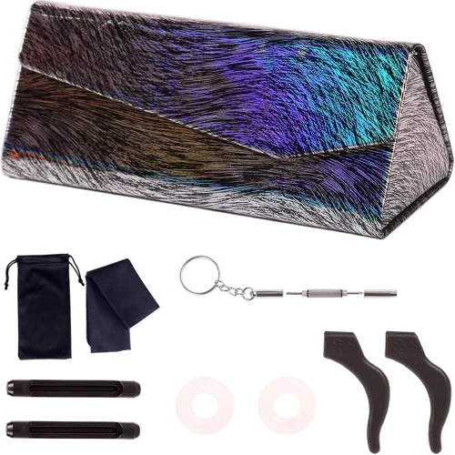 Vista 11 de ADBGV 3 fundas unisex rígidas para lentes, funda protectora para gafas, funda de gafas de sol con paño de limpieza A_negro+rosa+azul