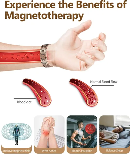 Vista 5 de Feraco Pulsera de cobre para hombres y mujeres, 3 veces más fuerza, 2 pulseras de terapia magnética de cobre con potentes imanes de 3800 Gauss