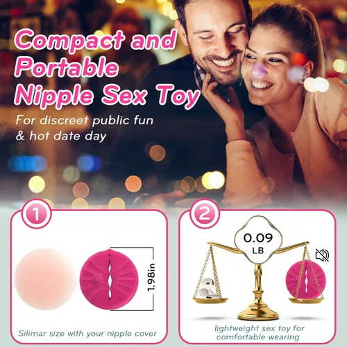 Vista 4 de Juguetes para pezones, vibrador de pezón, abrazaderas para pezones, placer sexual para mujeres con 10 modos de vibración, juguete invisible ligero