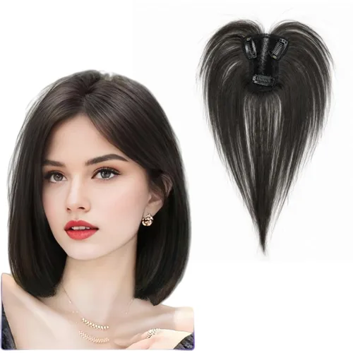 Vista 13 de Anemone Extensiones de cabello humano de encaje tejido a mano con clip en extensiones naturales brasileñas para mujer, cubierta recta para pérdida 7