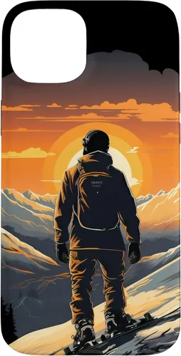 Vista 9 de Snowboarding Snowboard Snowboarder Mountain Sunset Case for iPhone 17