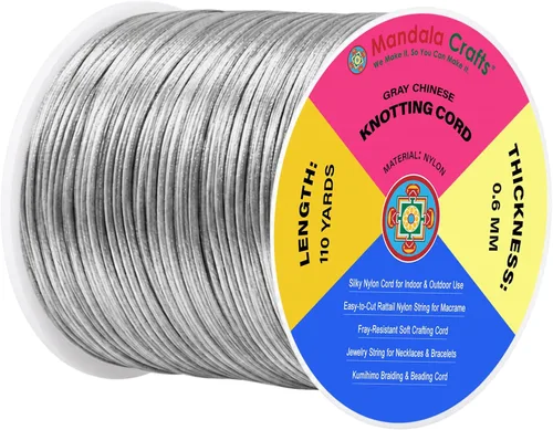 Vista 22 de Mandala Crafts Cordón de satén de cola de rattail de 0.02 in para nudos